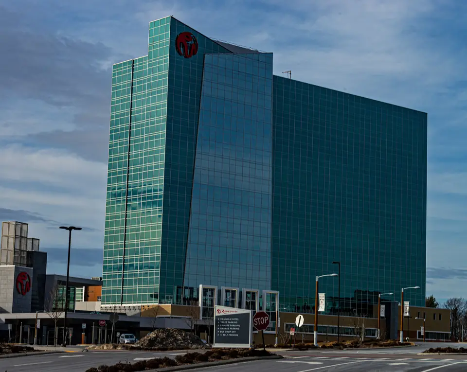 The glass hotel tower at Resorts World Catskills in Monticello